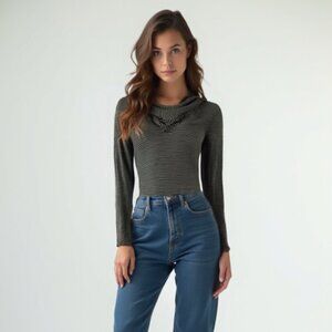 ❤️ Splendid gray and black Tunic Top M